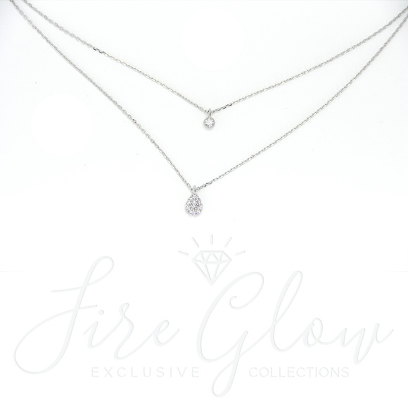 Rhodium Dipped Two Tiered Layered Charm Necklace - Picture 6 of 16